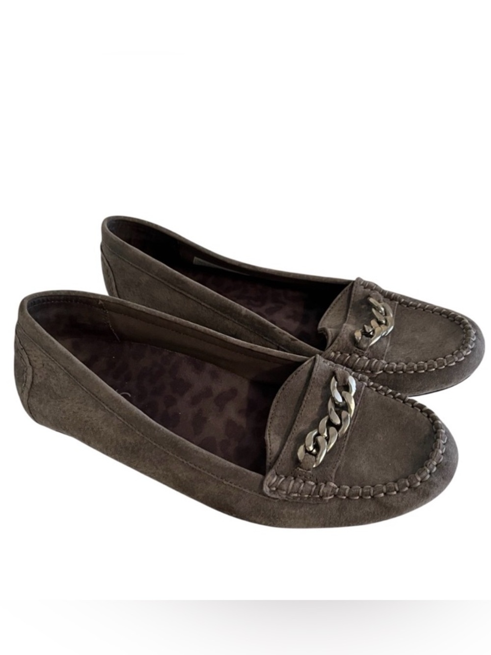 Vionic Mesa Grey Suede Chain Moccasin Loafer 9